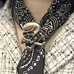  bandana rockabilly fashion bandana clip Cross bo-n Skull antique silver 