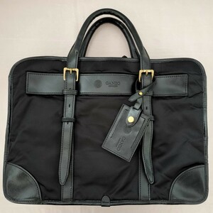 GANZO gun zo briefcase nylon × leather black black business bag bag bag 