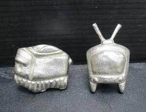 ★ 85567 引出し用 ノブ 取っ手 knob つまみ トースター＆レトロテレビset W4 x D3 x H4cm W3.2 x D3 x H5.5cm 取ビス付 輸入物 未使用 ★