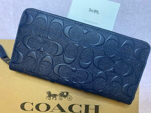 COACH コーチ　長財布　ネイビーシグネチャー　新品　アウトレット