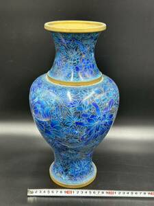 旧家蔵出し　中国美術　時代物　七宝　七宝焼　花器　花瓶　高さ約39cm