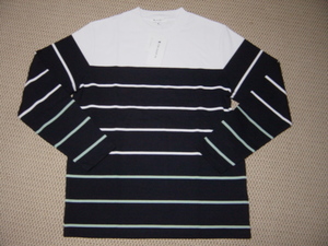  new goods unused *TK Takeo Kikuchi panel border pattern long sleeve shirt (XL)