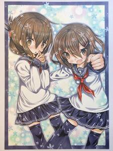 Art hand Auction ◇ Hand-drawn illustration《 Kantai Collection Raiden Sisters Ikazuchi Inazuma A4 size [1176], comics, anime goods, hand drawn illustration