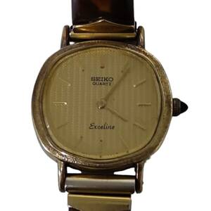 【中古品】SEIKO セイコー エクセリーヌ 2320-6000 文字盤ゴールド 14K ブレス時計 ベルト社外品 レディース腕時計 L60188RD
