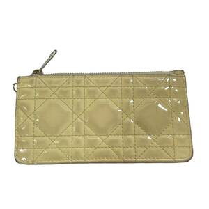 【中古品】Christian Dior ディオール パテント カードケース＆コインケース イエロー パステルカラー レディース 本体のみ L60135RK