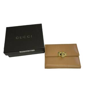 [ secondhand goods ] GUCCI Gucci 2 ream key card change purse . attaching leather Gold metal fittings beige lady's small articles box equipped L60777RK