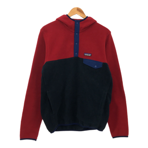 ◆中古品◆Patagonia パタゴニア シンチラフーディ フリース フード レッド×ネイビー×ブルー系 メンズ:Sサイズ R48275NSS