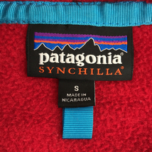 ◆中古品◆Patagonia パタゴニア シンチラフーディ フリース フード レッド×ネイビー×ブルー系 メンズ:Sサイズ R48275NSS_画像5