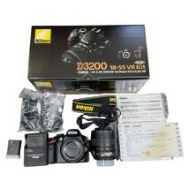 【中古品】 Nikon ニコン D3200 200mmダブルズームキット ブラック 18-55 VR KIT デジタル一眼カメラ 動作確認済 N59610RE_画像1