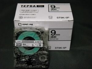 ◆新品テプラPROテープST9K、9mm幅・透明ラベル・黒文字◆