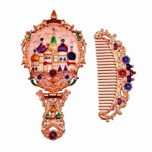  hand-mirror comb set antique style Kirakira stand possibility ( castle × pink gold )
