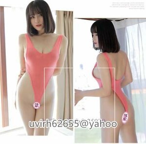 新品ハイレグ レオタード 濃いピンク シースルー セクシー レースクイーン スケスケ Tバック 水着 インナー 下着 コスプレ