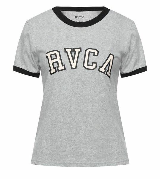 新品ブランドロゴ入りRVCA半袖TシャツグレーMサイズリンガーネックTeeルーカ