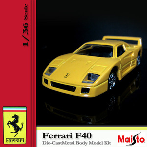 Maisto Ferrari F40 ミニカー 1/36 Die Cast Metal Body 黄 (10)