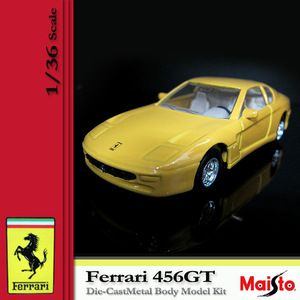 Maisto Ferrari 456GT ミニカー 1/36 Die Cast Metal Body 黄(4)