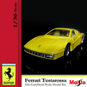 Maisto Ferrari ミニカー testarossa 1/36 Die Cast Metal 黄(6)