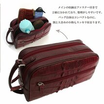 【Maturi マトゥーリ】 ホーンクロコ ダブルファスナー セカンドバッグ ホーンバック MT-38 WINE 定価129800円_画像4