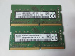 ★ 合計16GB ★ SK hynix HMA81GS6AFR8N-UH PC4-19200/DDR4-2400/PC4-2400T (8GB x2枚) ★ 動作確認済み ★