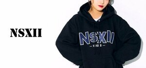 新品 NSXⅡbig hoodie ビッグシルエット フーディ M/オーバーサイズ プルオーバー スウェット パーカー/黒/ユニセックス/kirari nsxii