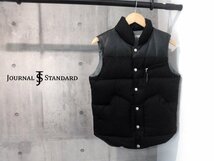 JOURNAL STANDARD ジャーナルスタンダート カウレザー ヨーク切替 ダウンベストM/ジャケット/黒 ブラック/メンズ/10-011-600-8100-3_画像1