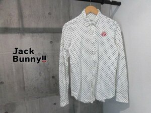 Jack Bunny by PEARLY GATES ジャックバニー パーリーゲイツ/ドット総柄 長袖シャツ5/ボタンダウンシャツ/白 ホワイト/262-5261921/日本製