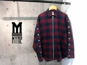 MYne MIHARA YASUHIRO マイン ミハラヤスヒロ Check zip-up shirt オーバーサイズ シャドーチェックシャツ M/ジップシャツ/G01SH121/メンズ