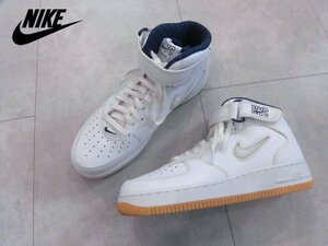 極美品 NIKE AIR FORCE 1 MID QS ナイキ エア フォース 1 ミッド クイックストライク ニューヨーク スニーカー/US8 26cm/白 紺/DH5622-100