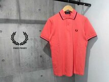 新品 FRED PERRY フレッドペリー M12 英国製 半袖 ポロシャツ 38/ライン入り 鹿の子シャツ/メンズ/ピンク/イングランド製_画像2