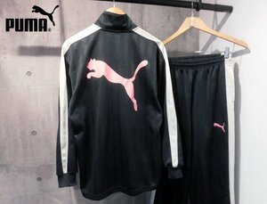 PUMA プーマ バックロゴプリント ジャージ セットアップ S/ウォームアップ 上下セット/ストライプ/グレー/メンズ/日本製