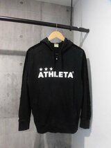 ATHLETA アスレタ/ベロアサイドライン スウェット ジップアップ パーカーL/ZIPフーディ/メンズ/黒/トレーニングウェア/サッカー フットサル_画像2