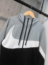 NIKE ナイキ ビッグスウォッシュロゴ切替 スウェット ジップパーカーL/パーカー/ZIPフーディ/グレー ホワイト ブラック/メンズ_画像8