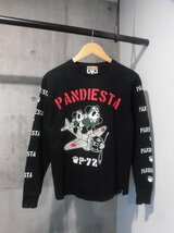 PANDIESTA パンディエスタ 袖ロゴプリント 長袖Tシャツ M/ミリタリープリント ロンTee/黒 ブラック/フライト パンダ/598235-2_画像2