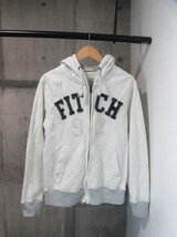 ABERCROMBIE&FITCH アバクロンビー＆フィッチ A&F アバクロ ロゴワッペン 裏起毛 スウェット ジップ パーカーM/ZIPフーディ/白/メンズ_画像2