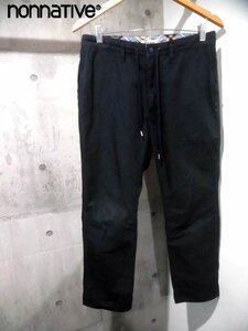 nonnative ノンネイティブ OFFICER ANKLE CUT PANTS オフィサー アンクルカットパンツ1/リネン混 イージーパンツ/ネイビー/メンズ/NN-P1916