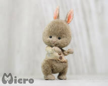 ★Micro★「Rabbit」高さ4.5ｃｍ・うさぎ・ハンドメイド・アンティーク風・羊毛フェルト・ドールハウスなどに★_画像7