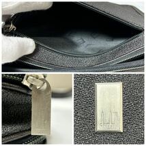 大容量/2室◆dunhill ダンヒル メンズ トラベルケース ダブルジップ クラッチバッグ セカンド レザー 本革 PVC ロゴ ビジネス ブラック 黒 _画像10