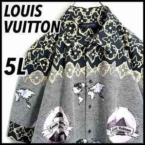 未使用品【激レア5L】LOUIS VUITTON ルイヴィトン 総柄 LV ワックス モノグラム 半袖シャツ メンズ ビッグシルエット 希少サイズの画像1