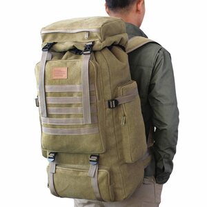 60L 大型ミリタリーバッグ キャンバスバックパック タクティカルバッグ キャンプ ハイキング リュックサック アーミー