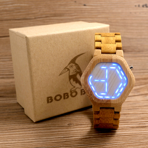 BOBO BIRD LED表示 ユニセックス 木製腕時計 シンプル 木の温もり 自然に優しい天然木 スタイリッシュ