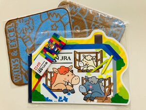 JRA限定　落書き帳+クーピー5本　ハンドタオル２枚セット　未使用