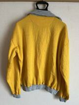 80s 90s ヴィンテージ vintage スウェット スキッパー Vネック ツートーン 2トーン sweat イタリア製 G短丈 イエロー yellow 黄色 グレー_画像3