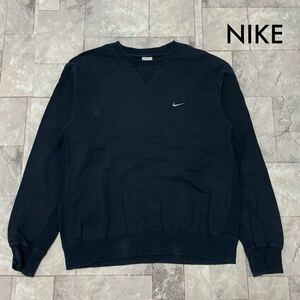 NIKE ナイキ sweat スウェット Vガゼット トレーナー 刺繍ロゴ リバースウィーブタイプ ネイビー サイズL 玉FL3499 