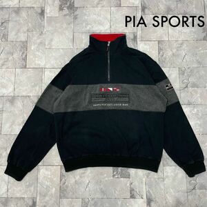 PIA SPORTS ピアスポーツ 90s スウェット ハーフジップ sweat トレーナー 刺繍ロゴ サイズ5(X L相当) 玉FL3515