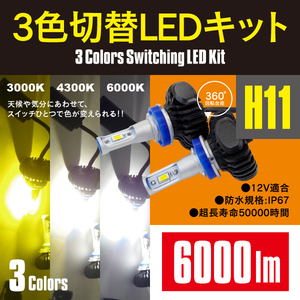 【送料無料※】 トヨタ ヴァンガード H19.8～ GSA33#・ACA33#系 H11 3色切替LEDキット