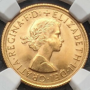 ★1円スタート 金貨 高鑑定 1963年 NGC MS65 イギリス ヤングヤング エリザベス女王 1ソブリン金貨 ロイヤルミント 英国アンティークコイン