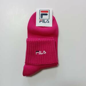 FILA レトロなスクールソックス 折り返しタイプ ローズピンク