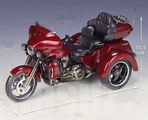 バイク ミニカー 1/12スケール ハーレーダビットソン 合金 ミニチュア CVO Tri Glide トライグライド オートバイ 可動 レッド 赤 p151_画像3