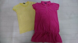  Ralph Lauren tops One-piece T-shirt 150 160 set summarize pink yellow border girl 