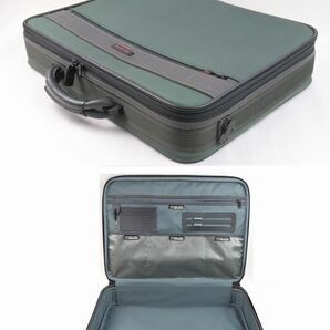 ◇Samsonite/サムソナイト◇2WAY 鍵付き ブリーフケース/ビジネスバッグ/トランク/書類鞄 グリーン ナイロン キャンバス×レザー ABランクの画像2