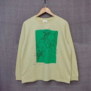 ScoLar：スカラー　花とリボンでおめかしネコプリント ロングスリーブTシャツ